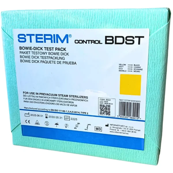 Test Bowie Dick STERIM Test Bowie Dick STERIM – pakiet testowy do kontroli sterylizacji parowej – 1 szt.